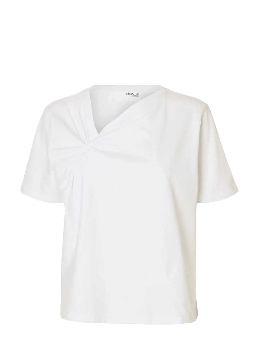 Selected - SLFMILA TWISTED SS TEE - t-shirts - bright white - 0