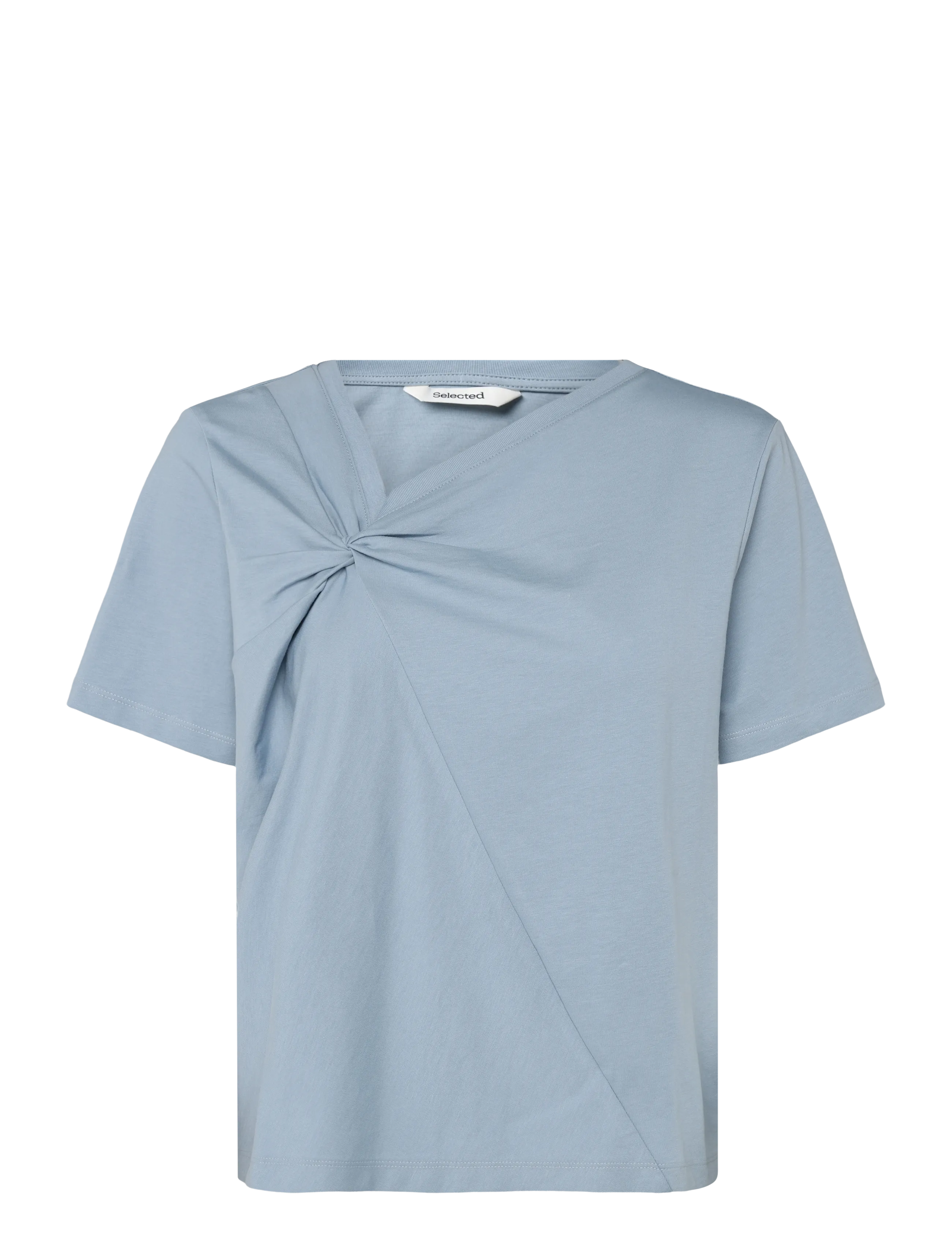 Selected SLFMILA TWISTED SS TEE - T-shirts & Toppe - DUSTY BLUE / blue