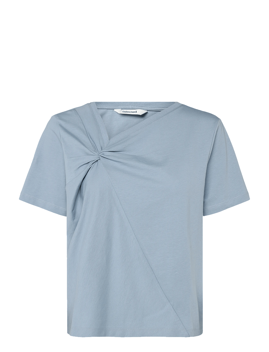 Selected - SLFMILA TWISTED SS TEE - t-shirts - dusty blue - 0