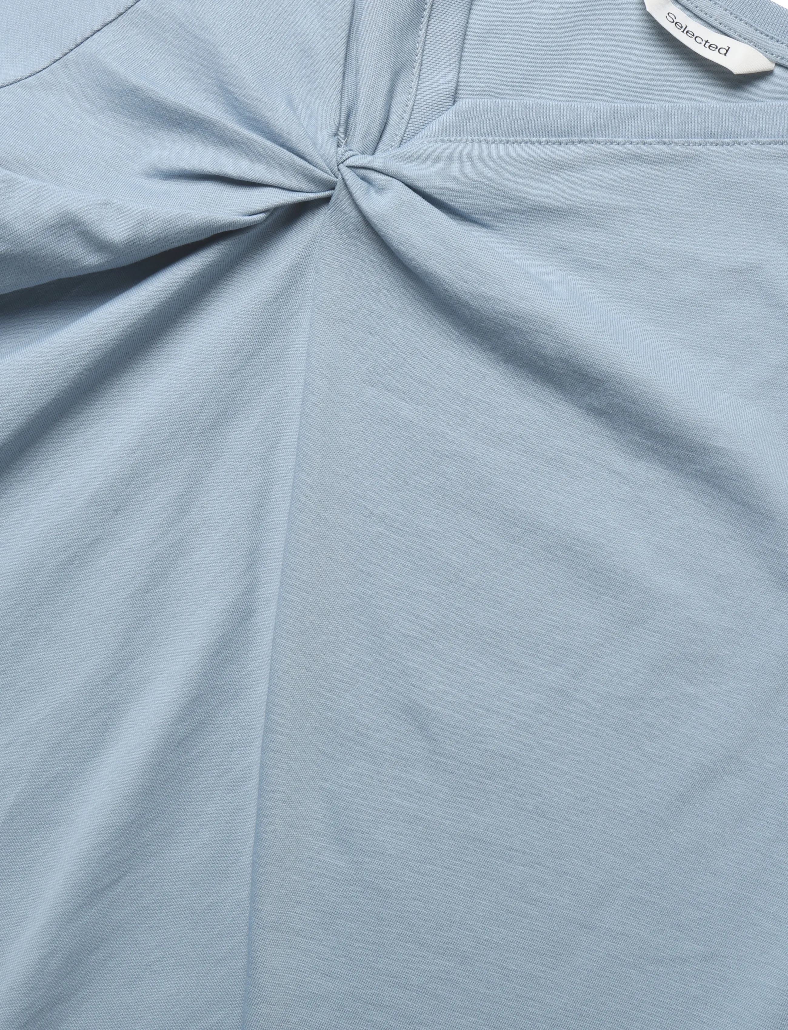 Selected - SLFMILA TWISTED SS TEE - t-shirts - dusty blue - 2