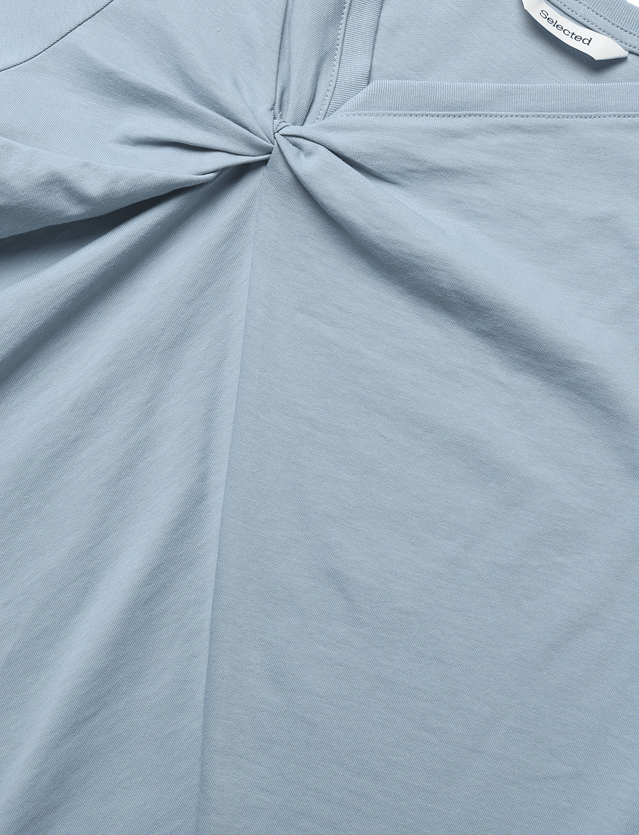 Selected - SLFMILA TWISTED SS TEE - t-shirts - dusty blue - 2
