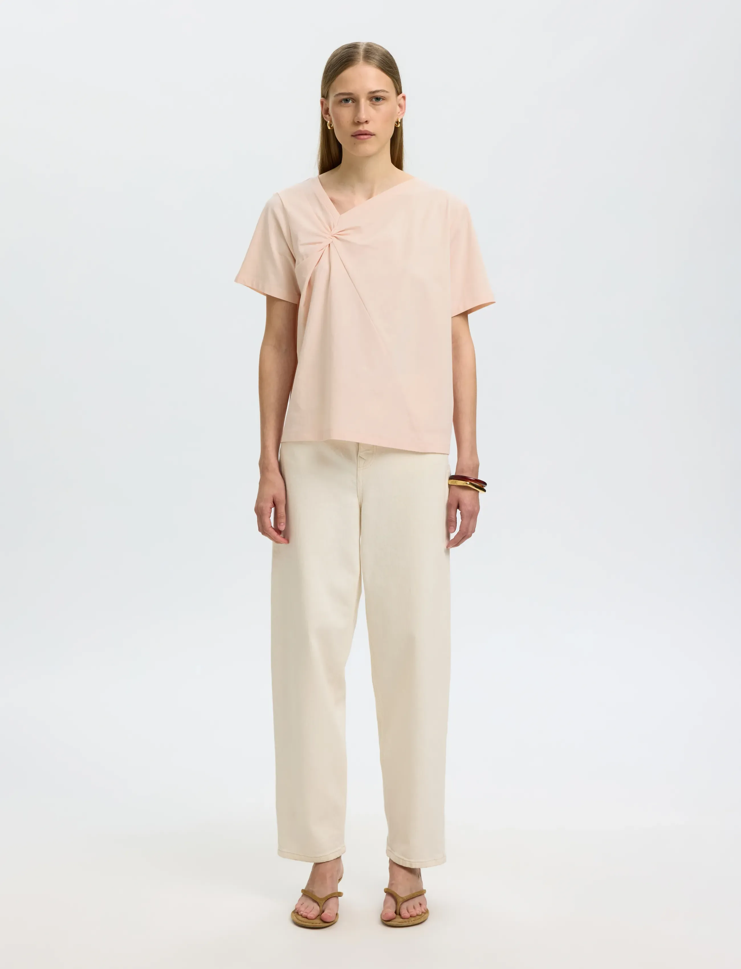 Selected - SLFMILA TWISTED SS TEE - t-shirts - pale dogwood - 4