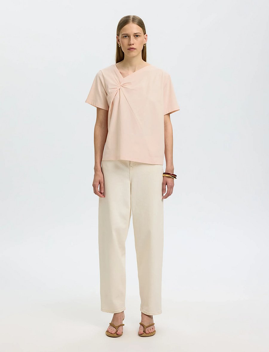 Selected - SLFMILA TWISTED SS TEE - t-shirts - pale dogwood - 4