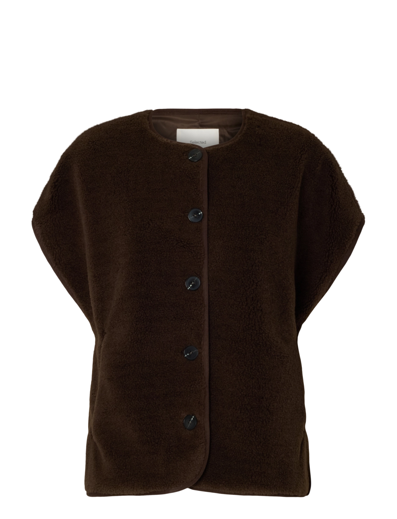 Selected SLWSMILLA SHORT TEDDY VEST - Veste - DELICIOSO / brown