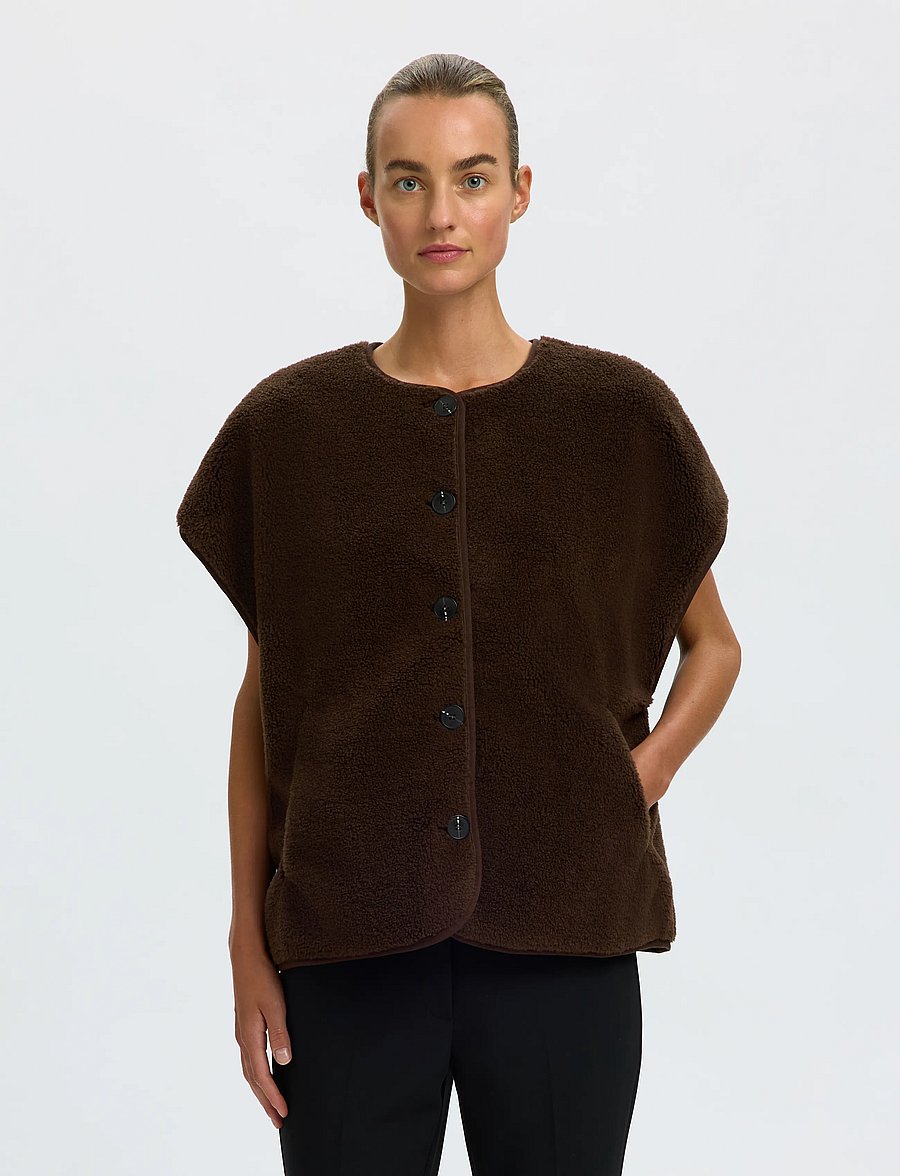 Selected - SLWSMILLA SHORT TEDDY VEST - fleece- und teddy-westen - delicioso - 0