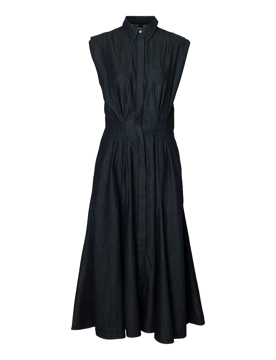 Selected - SLFRILLO MIDI DENIM DRESS - skjortekjoler - dark blue denim - 1