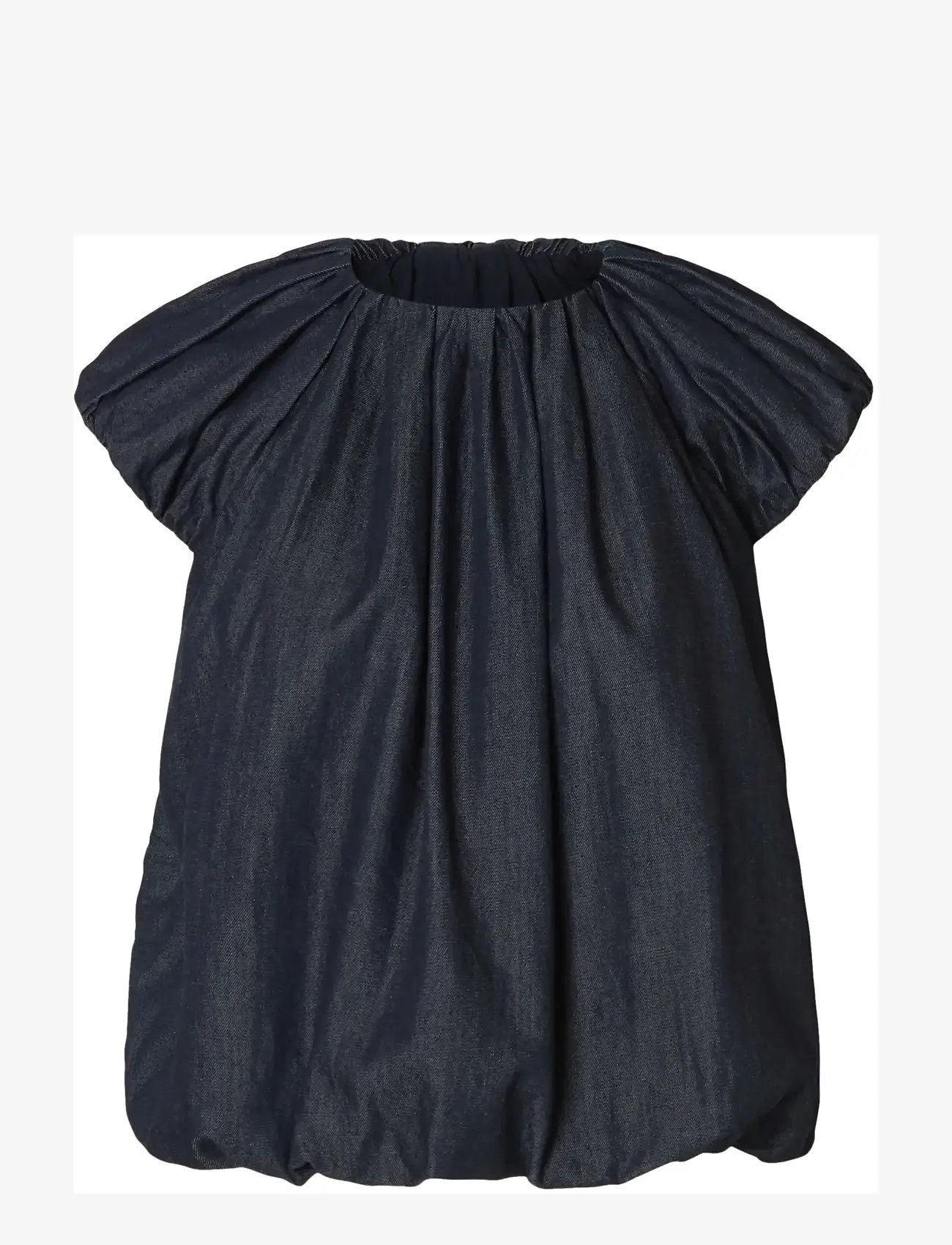 Selected - SLFRILLO CAP SLEEVE DENIM TOP - kurzämlige blusen - dark blue denim - 1