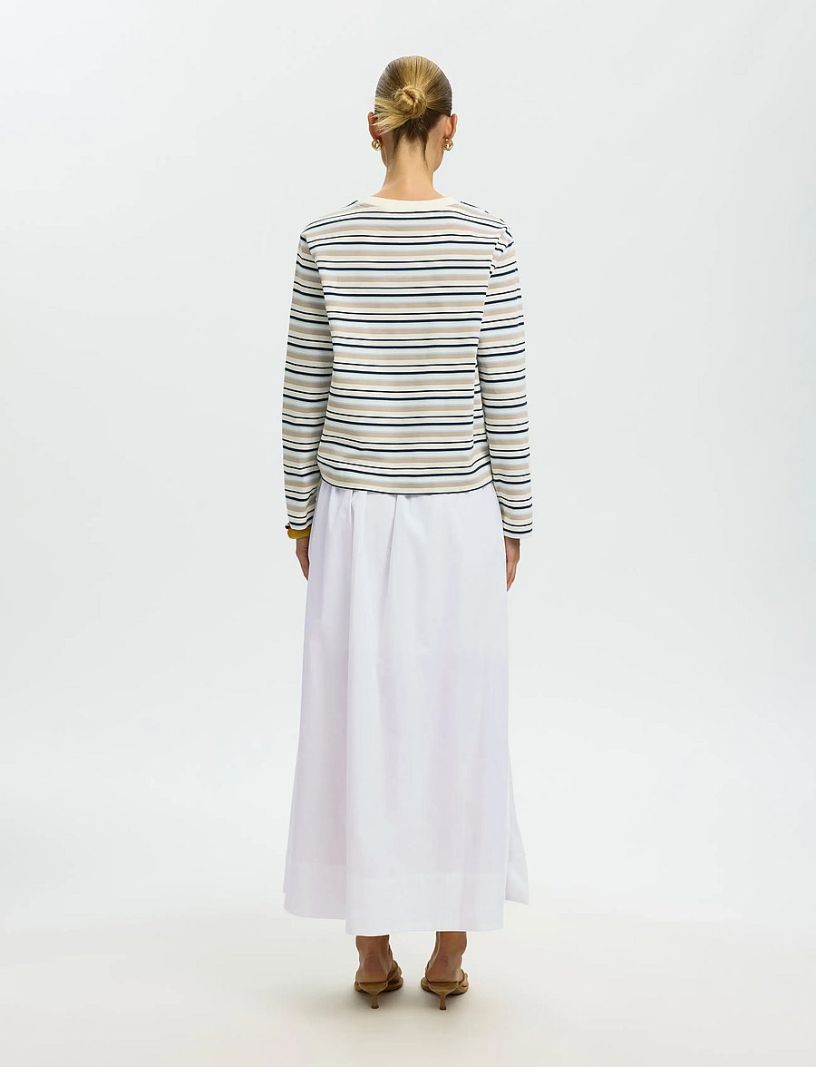 Selected - SLWBLAIR HW ANKLE SLIT SKIRT NOOS - maksiseelikud - bright white - 2
