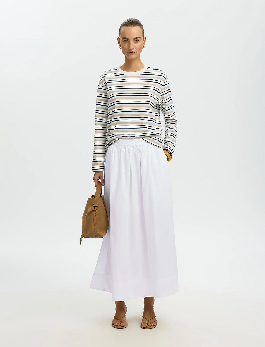 Selected - SLWBLAIR HW ANKLE SLIT SKIRT NOOS - maksiseelikud - bright white - 3