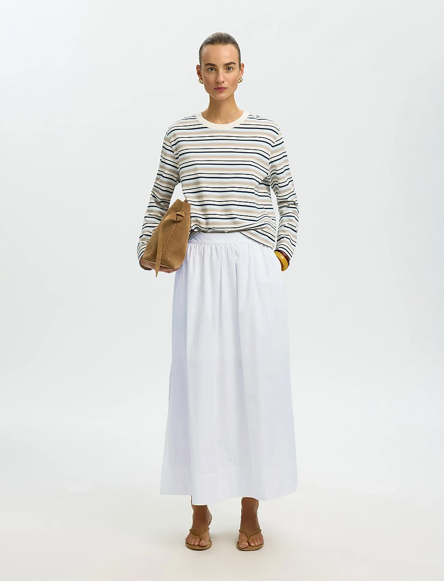 Selected - SLWBLAIR HW ANKLE SLIT SKIRT NOOS - maksiseelikud - bright white - 5
