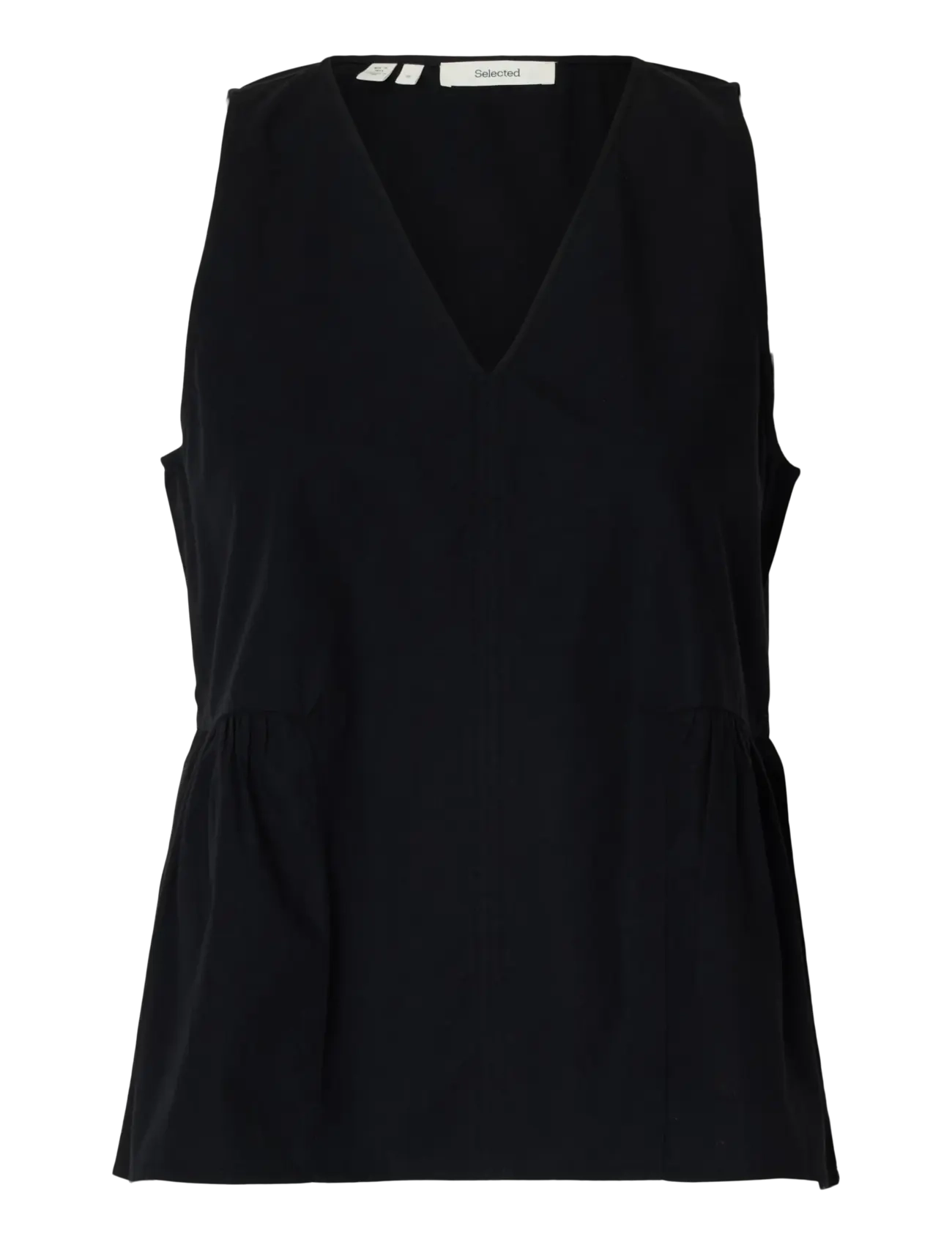 Selected - SLWBLAIR SL V-NECK PEPLUM TOP NOOS - sleeveless blouses - black - 1