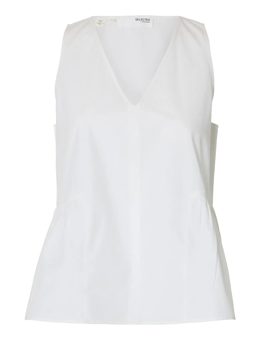 Selected - SLWBLAIR SL V-NECK PEPLUM TOP NOOS - Ærmeløse bluser - bright white - 1