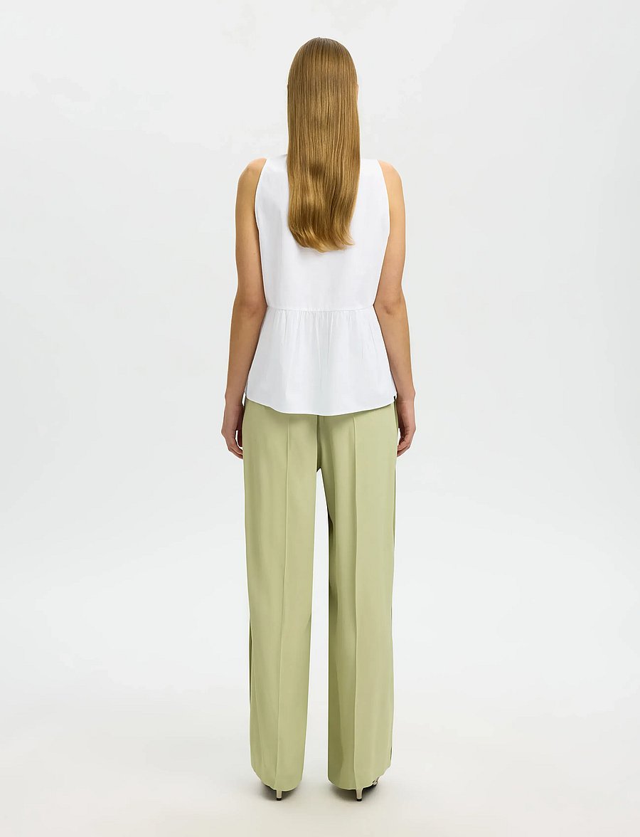 Selected - SLWBLAIR SL V-NECK PEPLUM TOP NOOS - Ærmeløse bluser - bright white - 2
