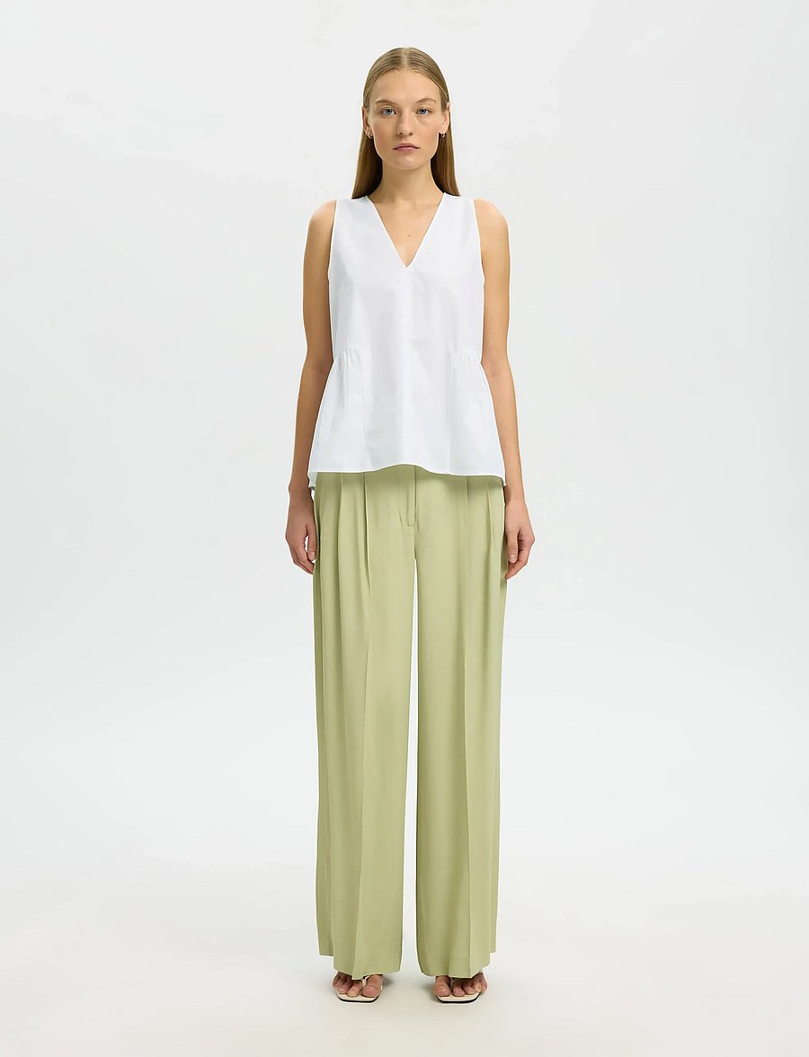 Selected - SLWBLAIR SL V-NECK PEPLUM TOP NOOS - Ærmeløse bluser - bright white - 3