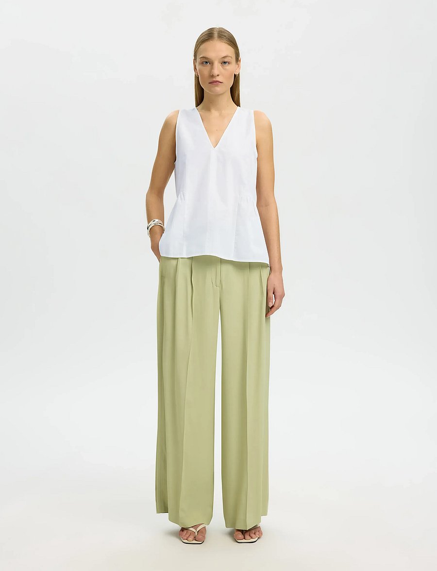 Selected - SLWBLAIR SL V-NECK PEPLUM TOP NOOS - Ærmeløse bluser - bright white - 5