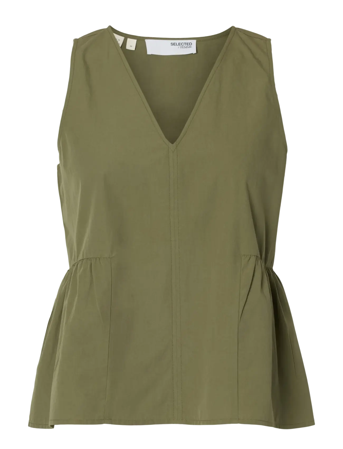 Selected SLWBLAIR SL V-NECK PEPLUM TOP NOOS - Kollektionen - DEEP LICHEN GREEN / green