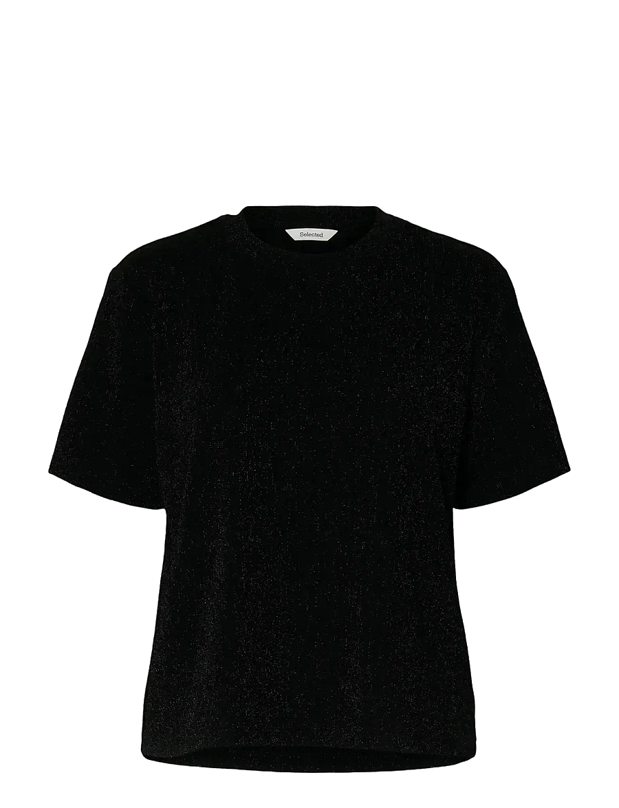 Selected - SLFANJA BOXY TEE - t-shirts - black - 1