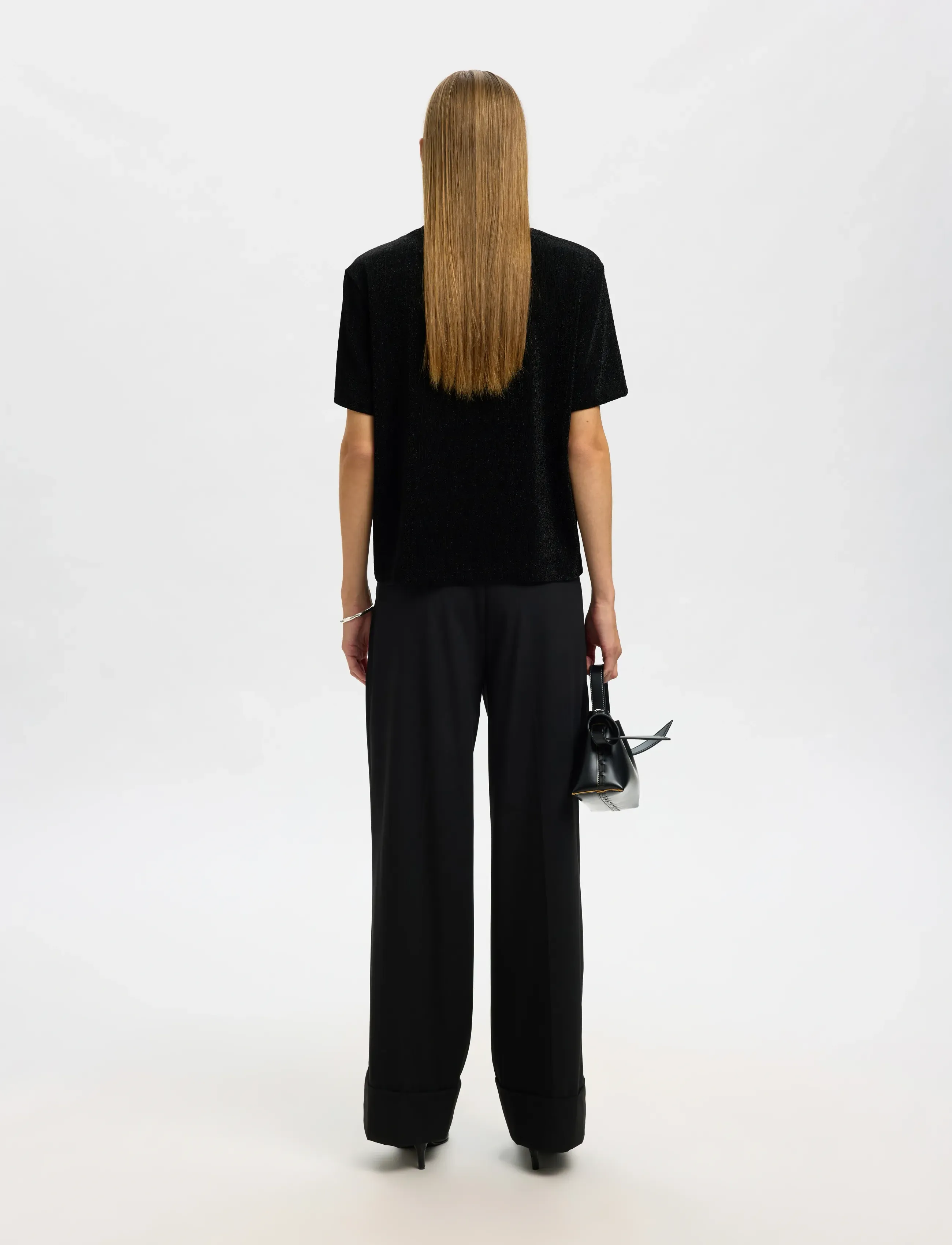 Selected - SLFANJA BOXY TEE - t-shirts - black - 3