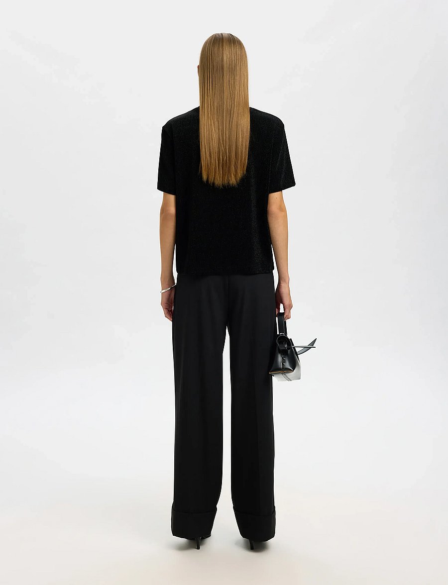 Selected - SLFANJA BOXY TEE - t-shirts - black - 3