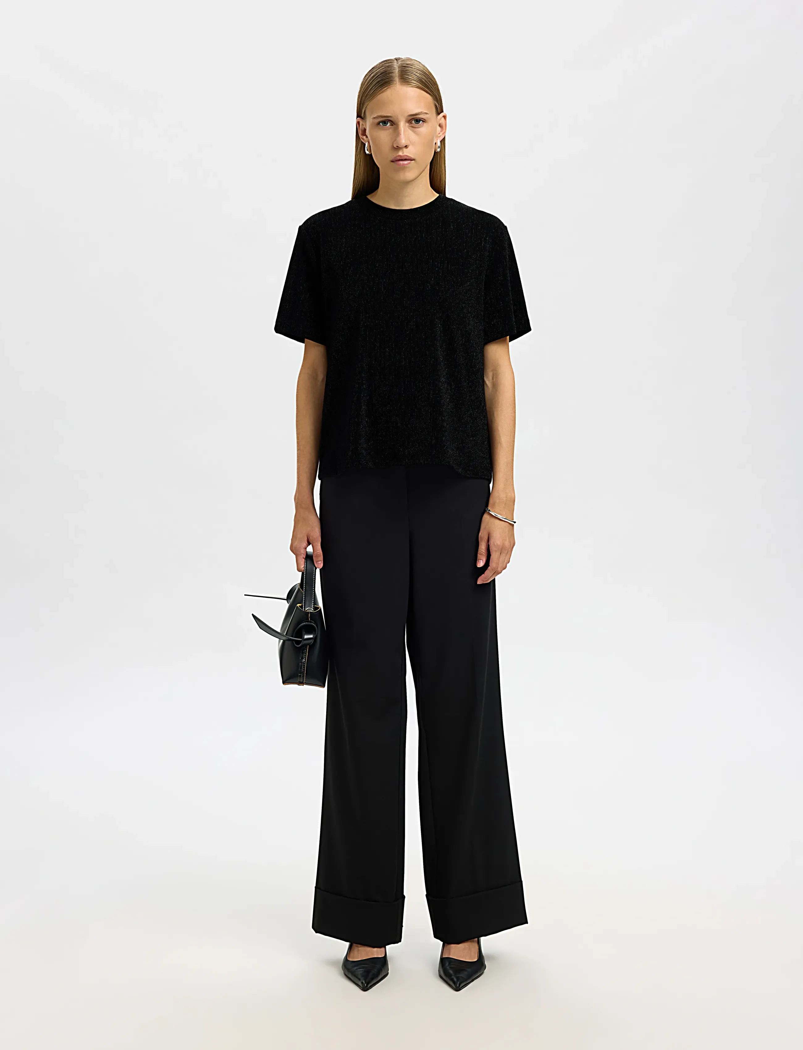Selected - SLFANJA BOXY TEE - t-shirts - black - 4