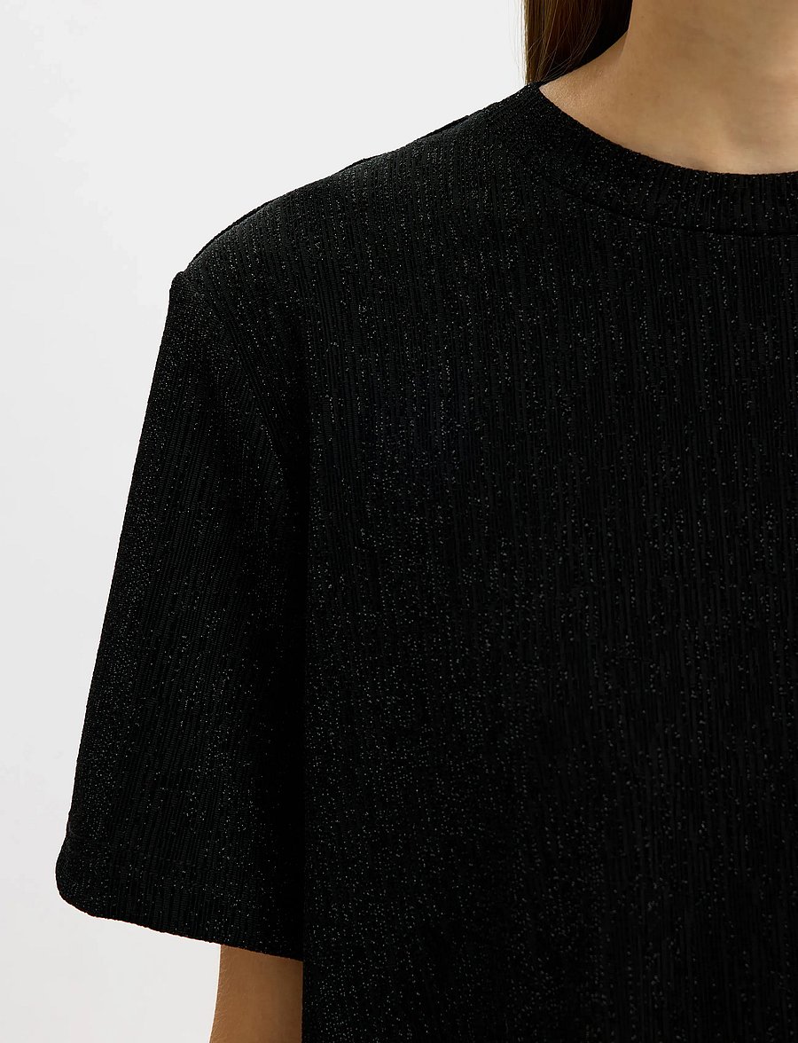 Selected - SLFANJA BOXY TEE - t-shirts - black - 5
