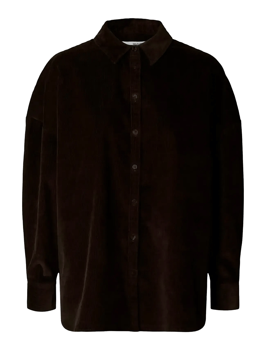 Selected - SLFRUNA CORDUROY SHIRT - overshirts - chocolate torte - 0