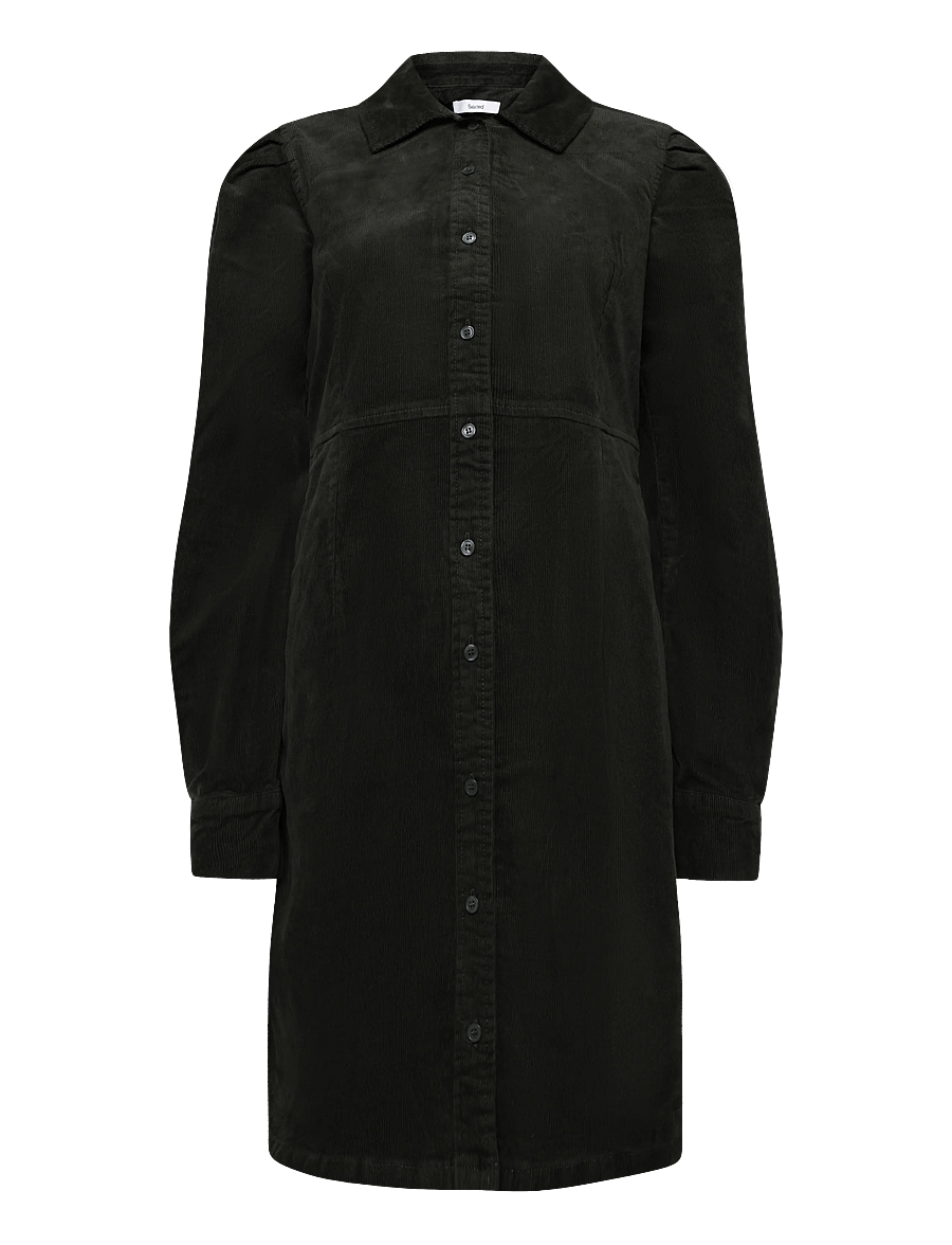 Selected - SLWRUNA SHORT CORDUROY DRESS NOOS - skjortklänningar - deep depths - 1