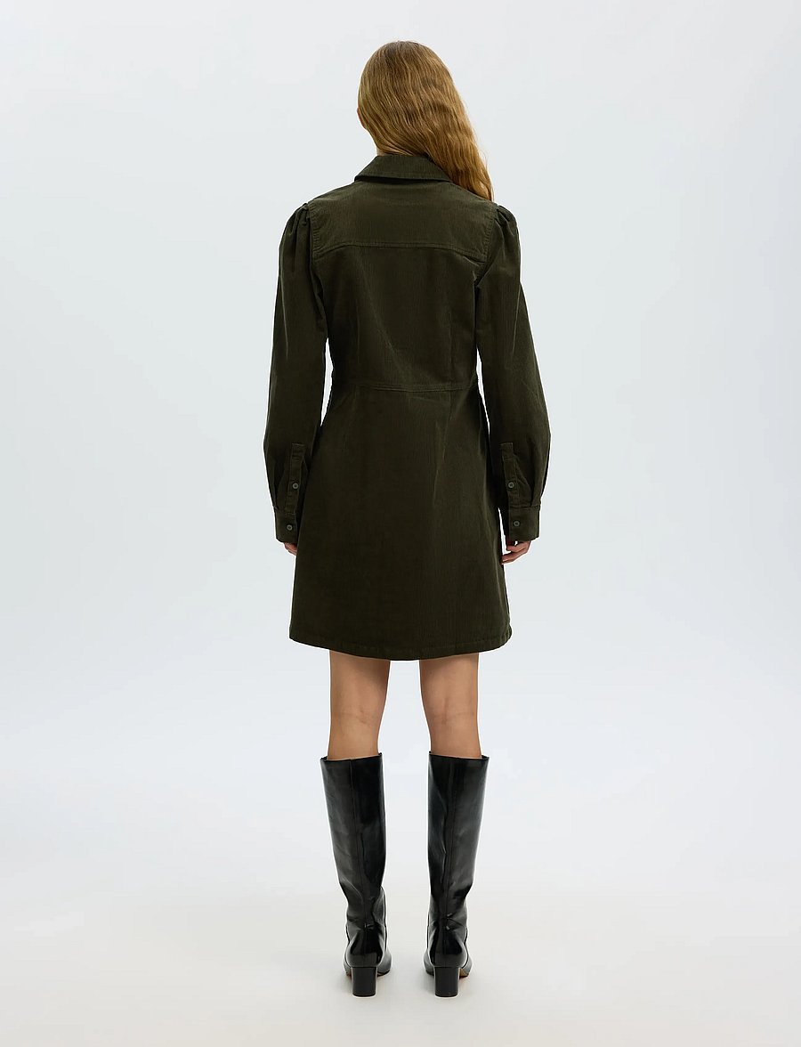 Selected - SLWRUNA SHORT CORDUROY DRESS NOOS - skjortklänningar - deep depths - 3