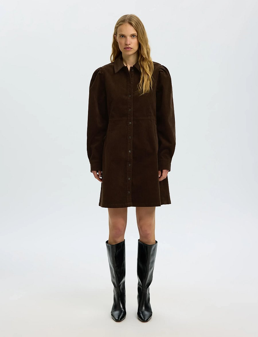 Selected - SLWRUNA SHORT CORDUROY DRESS NOOS - skjortekjoler - delicioso - 0