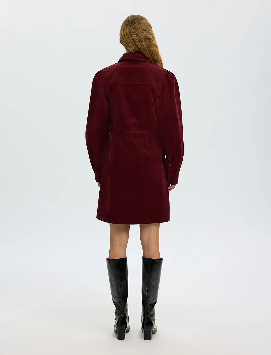 Selected - SLWRUNA SHORT CORDUROY DRESS NOOS - särkkleidid - tawny port - 2