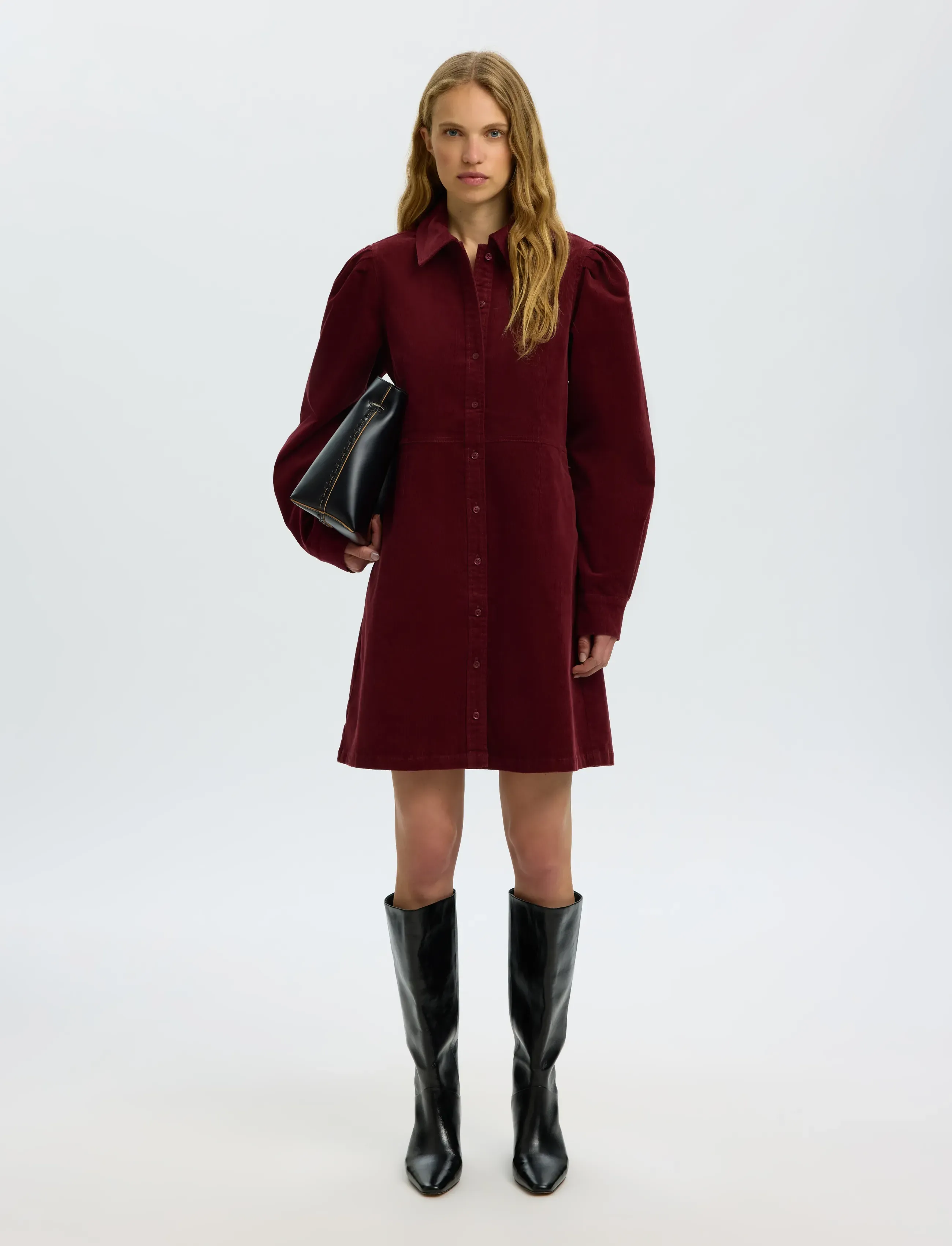 Selected - SLWRUNA SHORT CORDUROY DRESS NOOS - särkkleidid - tawny port - 3