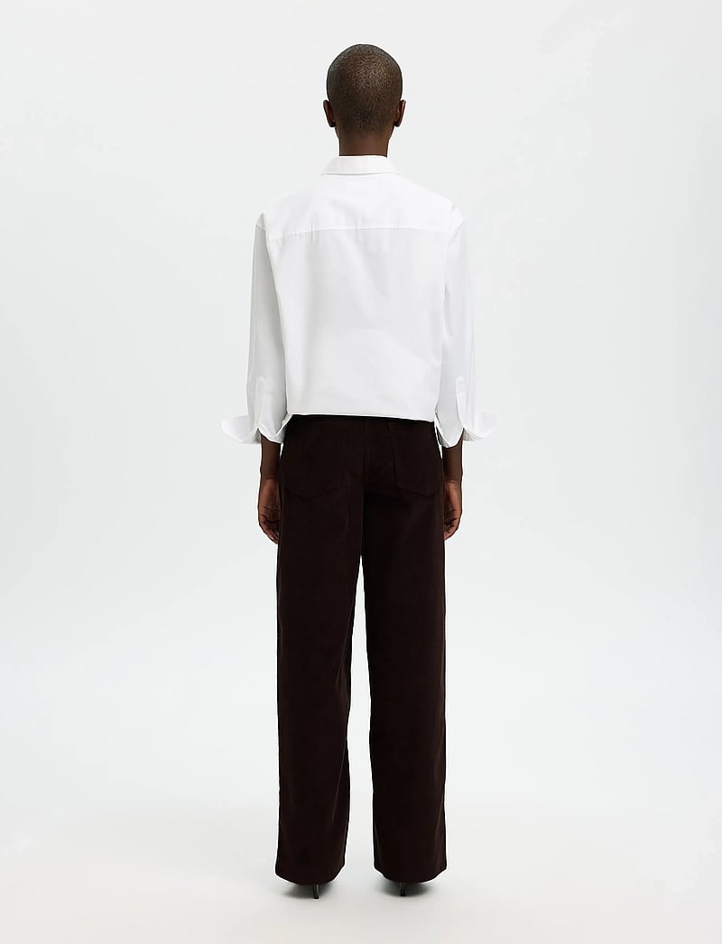Selected - SLFWIDE RUNA HW CORDUROY PANT NOOS - hosen mit weitem bein - chocolate torte - 2
