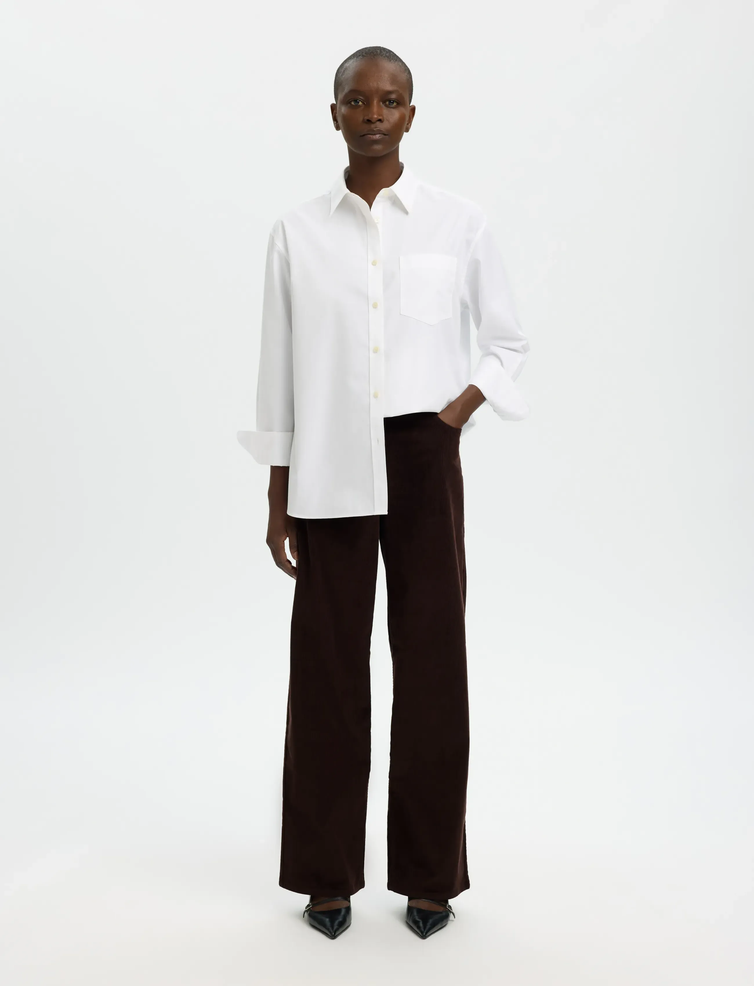 Selected - SLWWIDE RUNA HW CORDUROY PANT NOOS - vida jeans - chocolate torte - 3