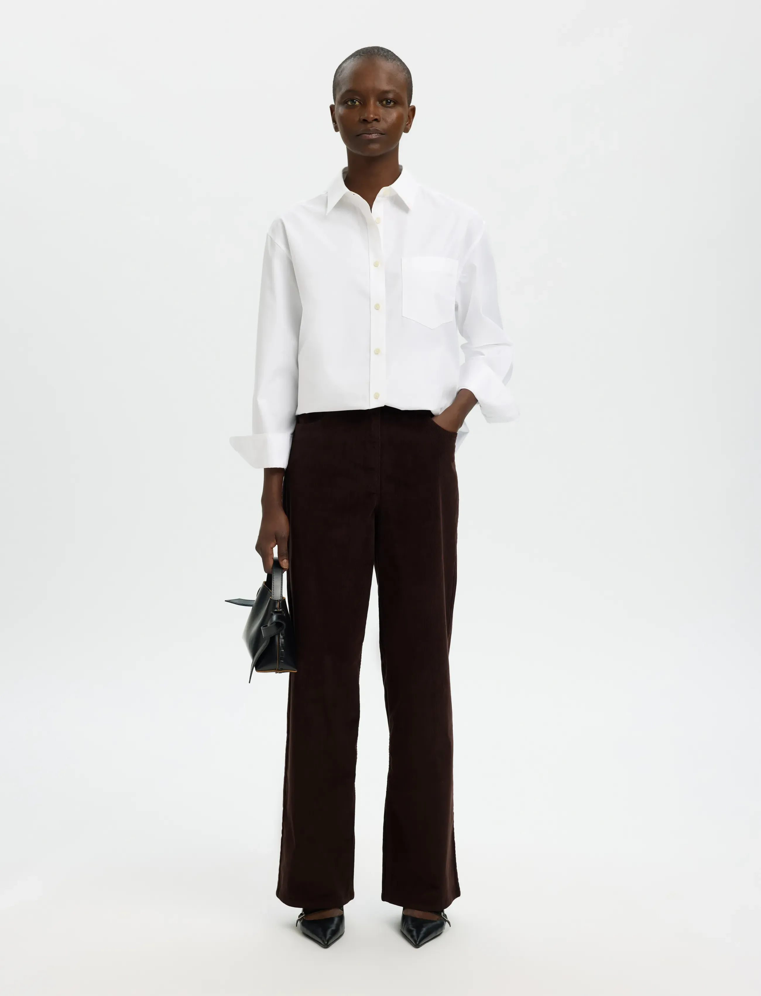 Selected - SLWWIDE RUNA HW CORDUROY PANT NOOS - vida jeans - chocolate torte - 5