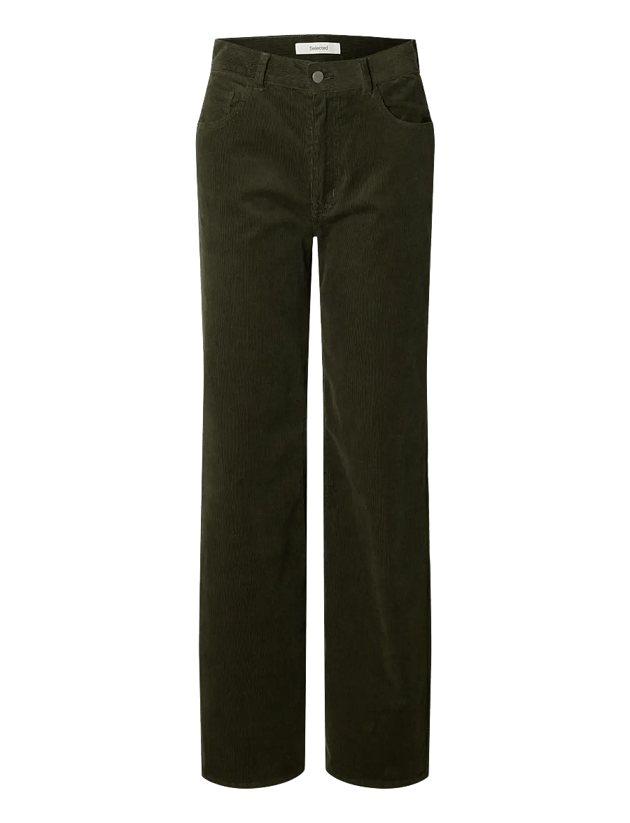 Selected - SLWWIDE RUNA HW CORDUROY PANT NOOS - brede jeans - deep depths - 1