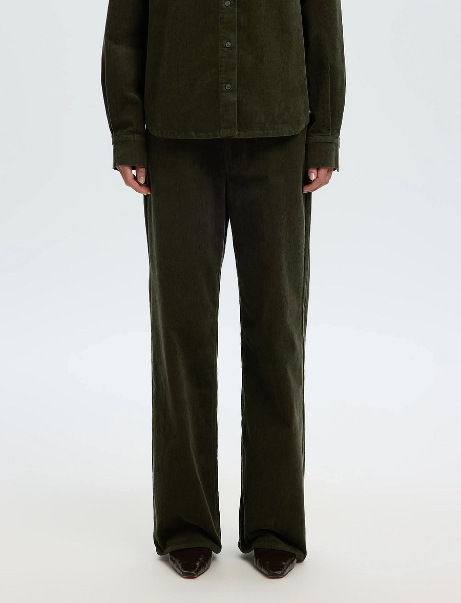 Selected - SLWWIDE RUNA HW CORDUROY PANT NOOS - brede jeans - deep depths - 0