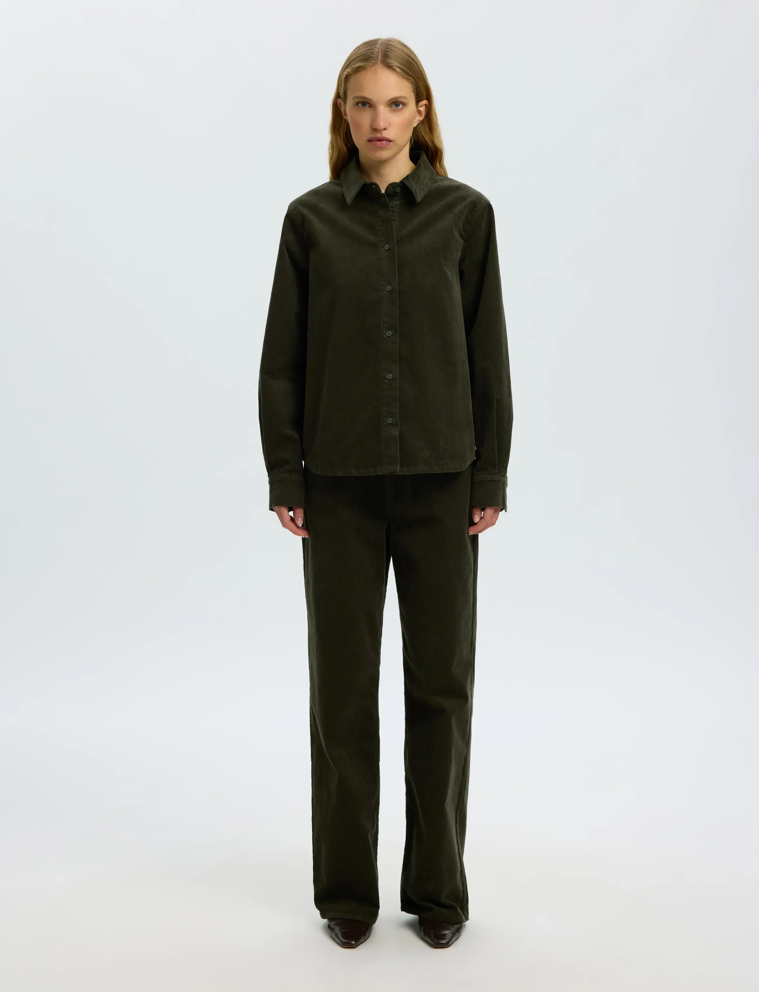 Selected - SLWWIDE RUNA HW CORDUROY PANT NOOS - brede jeans - deep depths - 3