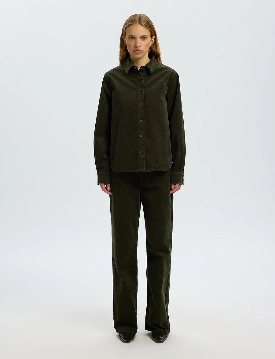 Selected - SLWWIDE RUNA HW CORDUROY PANT NOOS - brede jeans - deep depths - 3