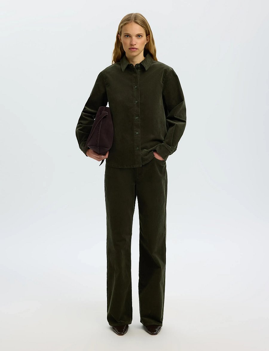 Selected - SLWWIDE RUNA HW CORDUROY PANT NOOS - brede jeans - deep depths - 5