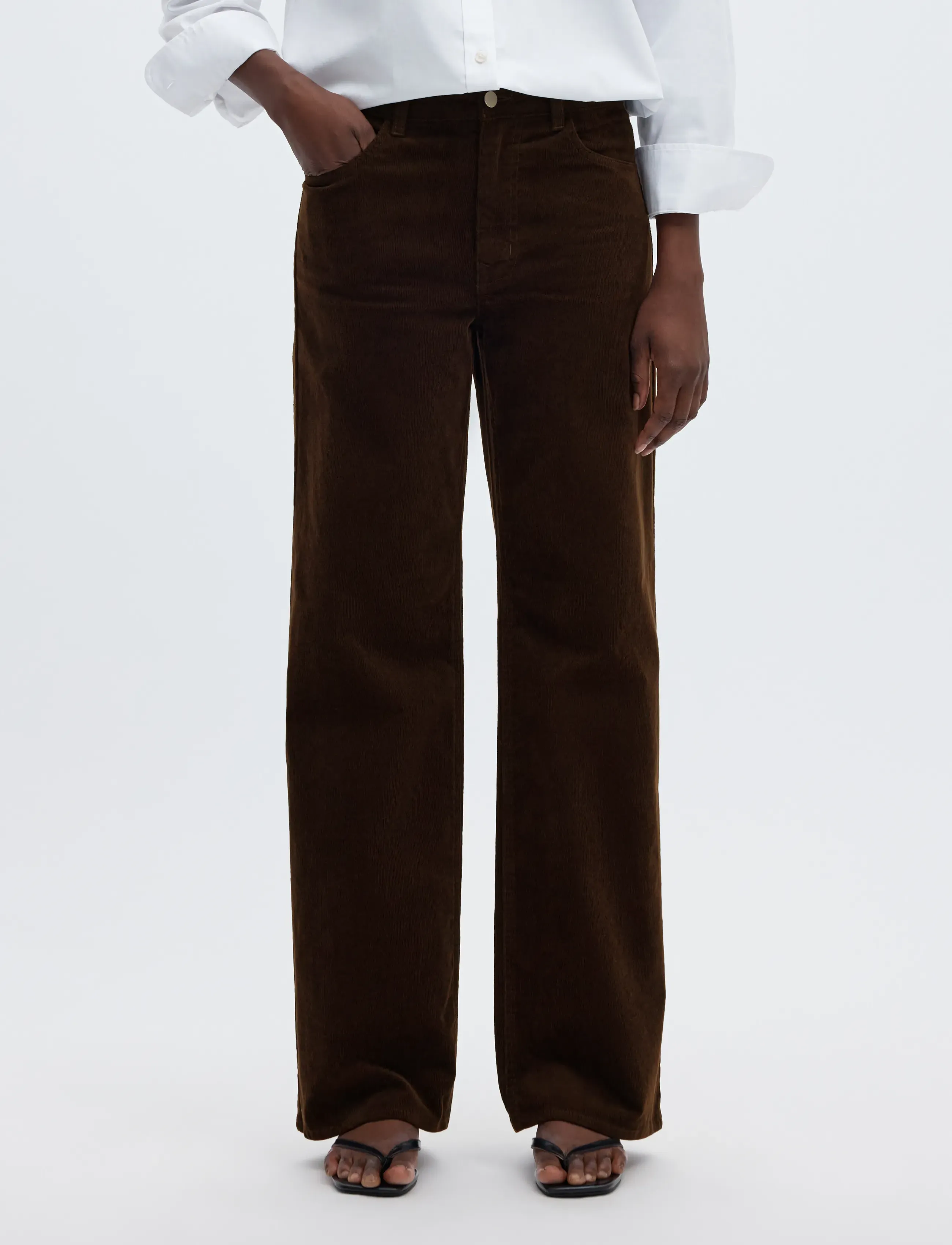Selected SLWWIDE RUNA HW CORDUROY PANT NOOS - Jeans - DELICIOSO / brown
