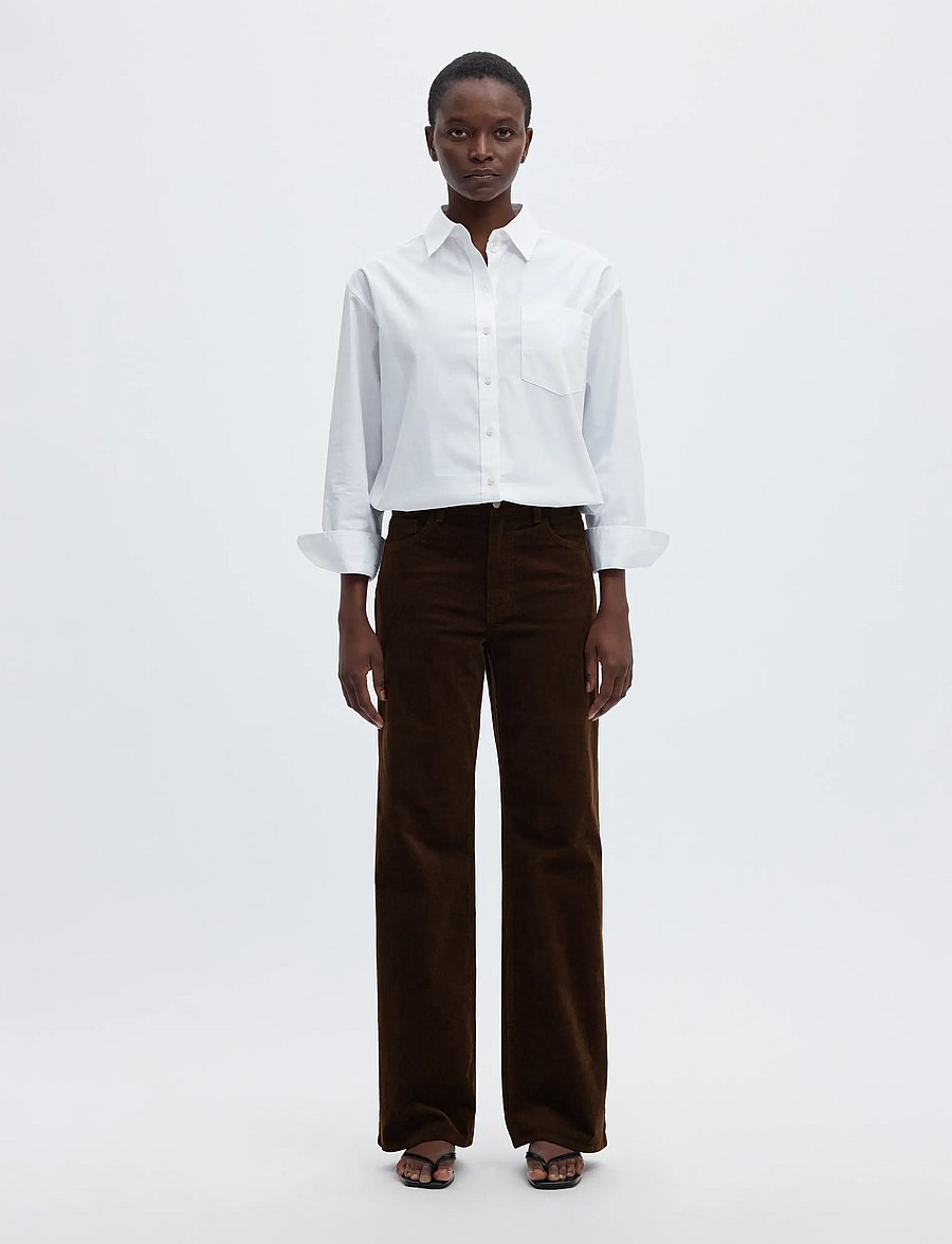 Selected - SLWWIDE RUNA HW CORDUROY PANT NOOS - brede jeans - delicioso - 3
