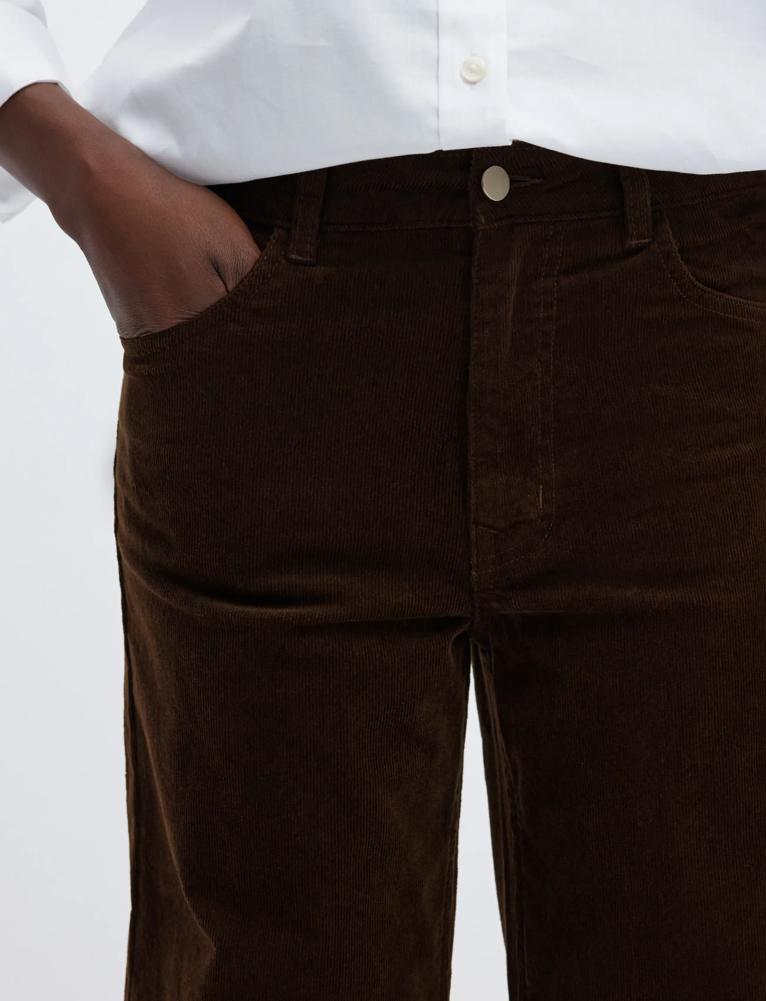 Selected - SLWWIDE RUNA HW CORDUROY PANT NOOS - brede jeans - delicioso - 4