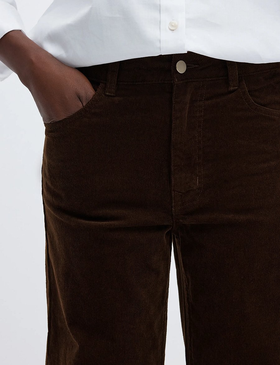 Selected - SLWWIDE RUNA HW CORDUROY PANT NOOS - brede jeans - delicioso - 4