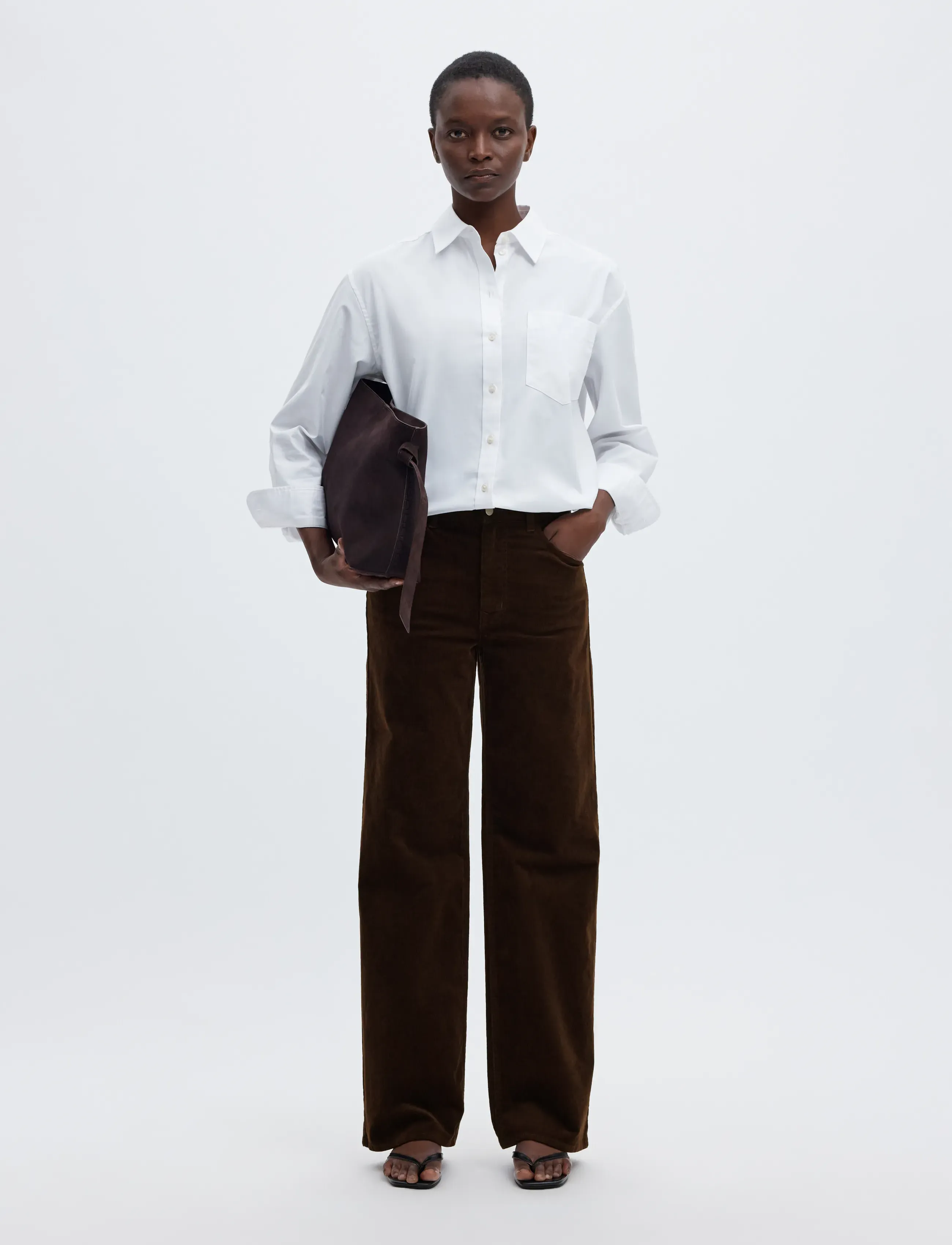 Selected - SLWWIDE RUNA HW CORDUROY PANT NOOS - brede jeans - delicioso - 5