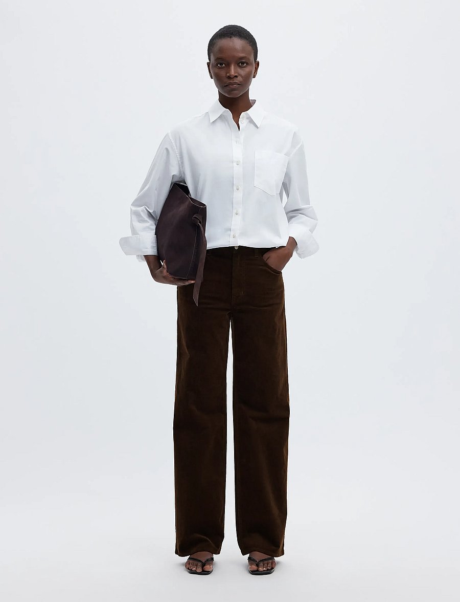 Selected - SLWWIDE RUNA HW CORDUROY PANT NOOS - brede jeans - delicioso - 5