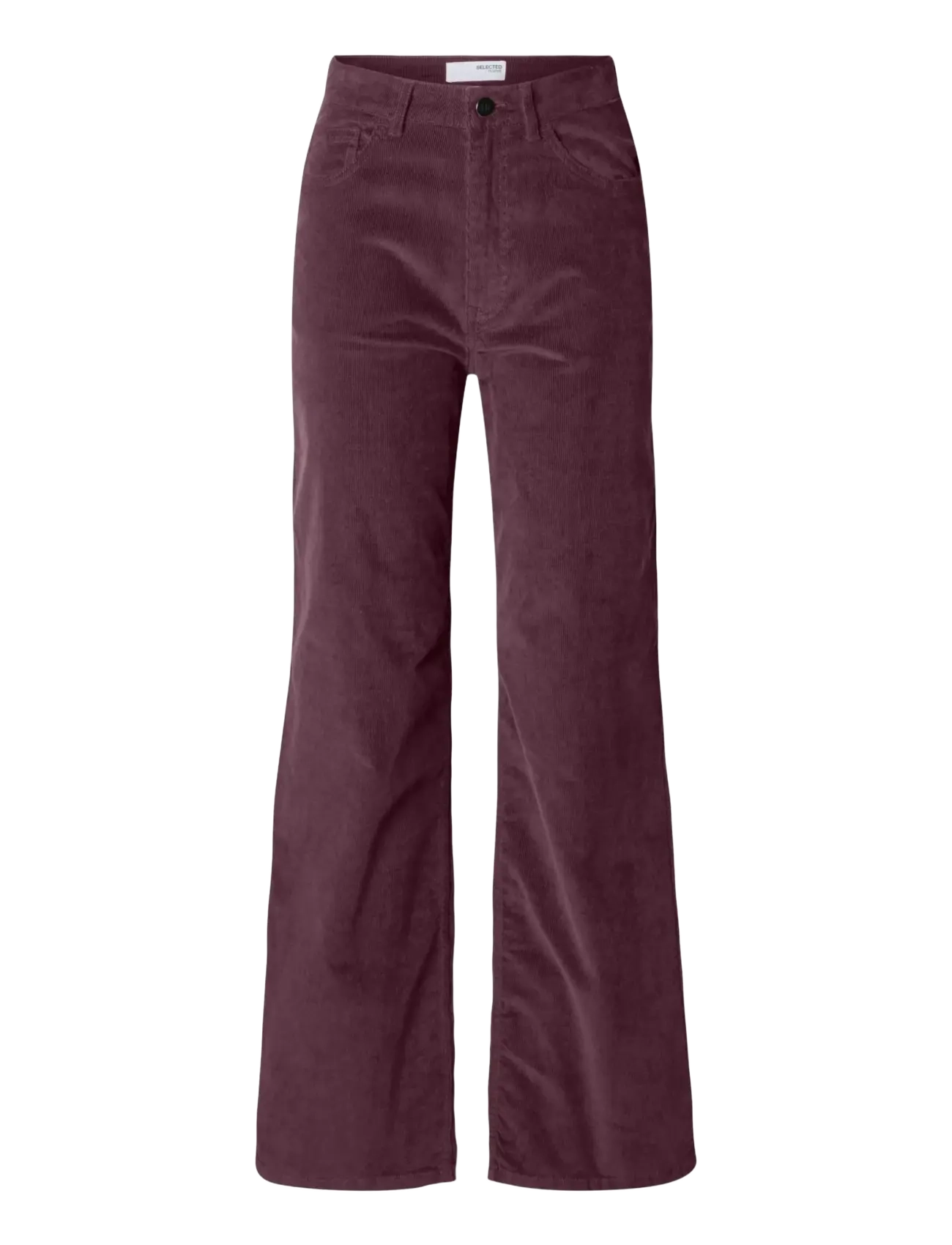 Selected SLFWIDE RUNA HW CORDUROY PANT NOOS - Tøj - FIG / burgundy
