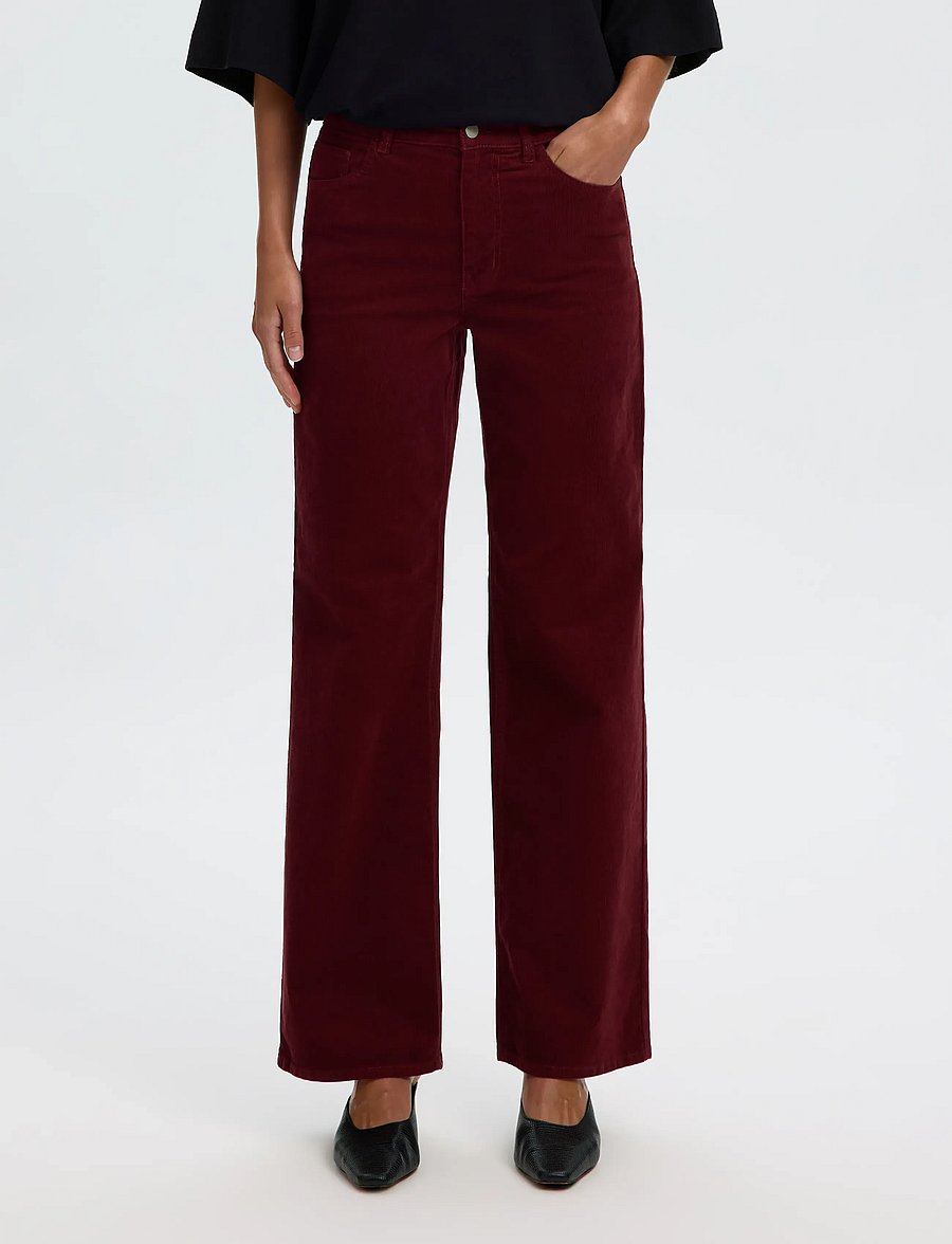 Selected - SLWWIDE RUNA HW CORDUROY PANT NOOS - vida jeans - tawny port - 0
