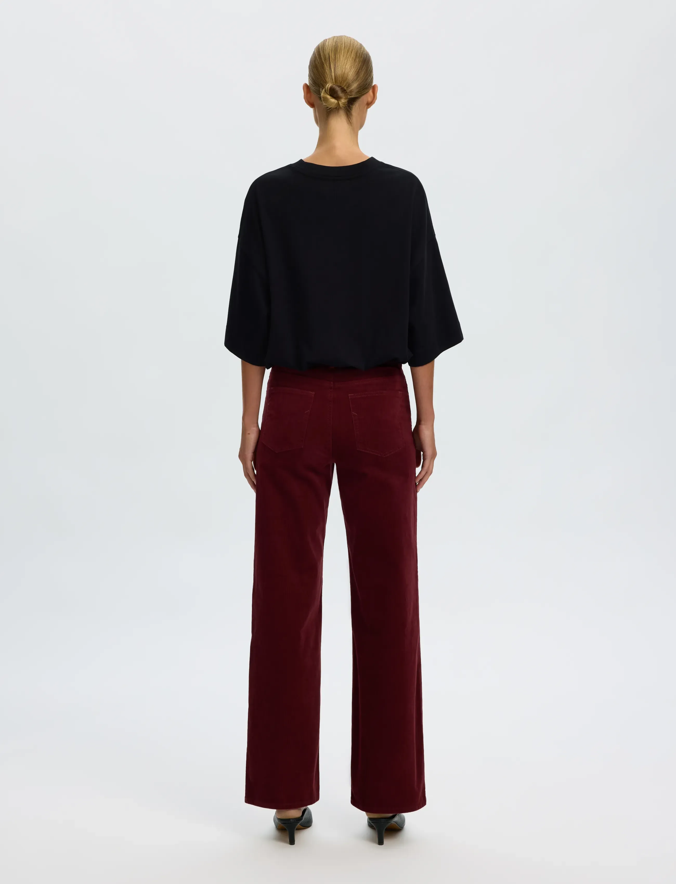 Selected - SLWWIDE RUNA HW CORDUROY PANT NOOS - vida jeans - tawny port - 2