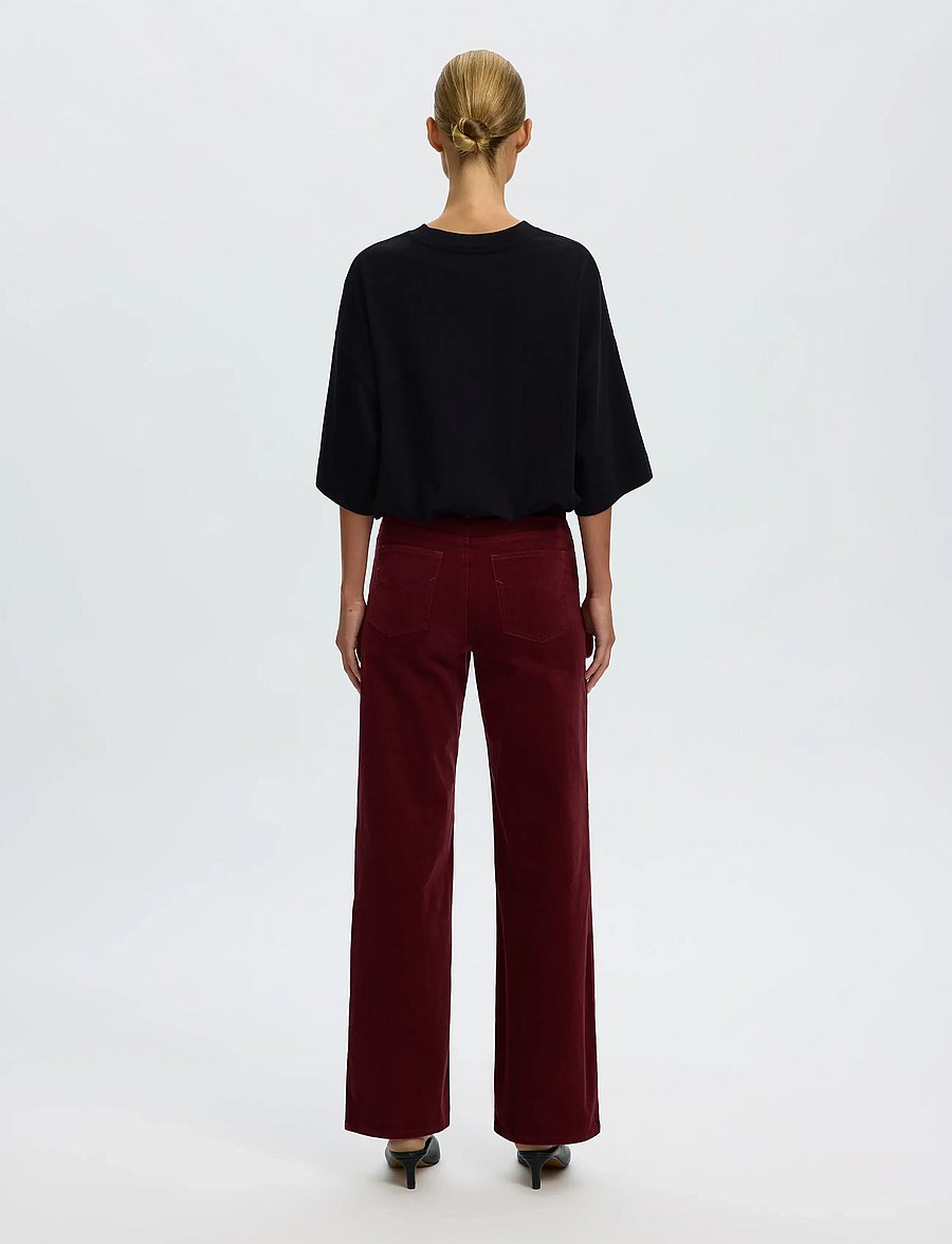 Selected - SLWWIDE RUNA HW CORDUROY PANT NOOS - vida jeans - tawny port - 2