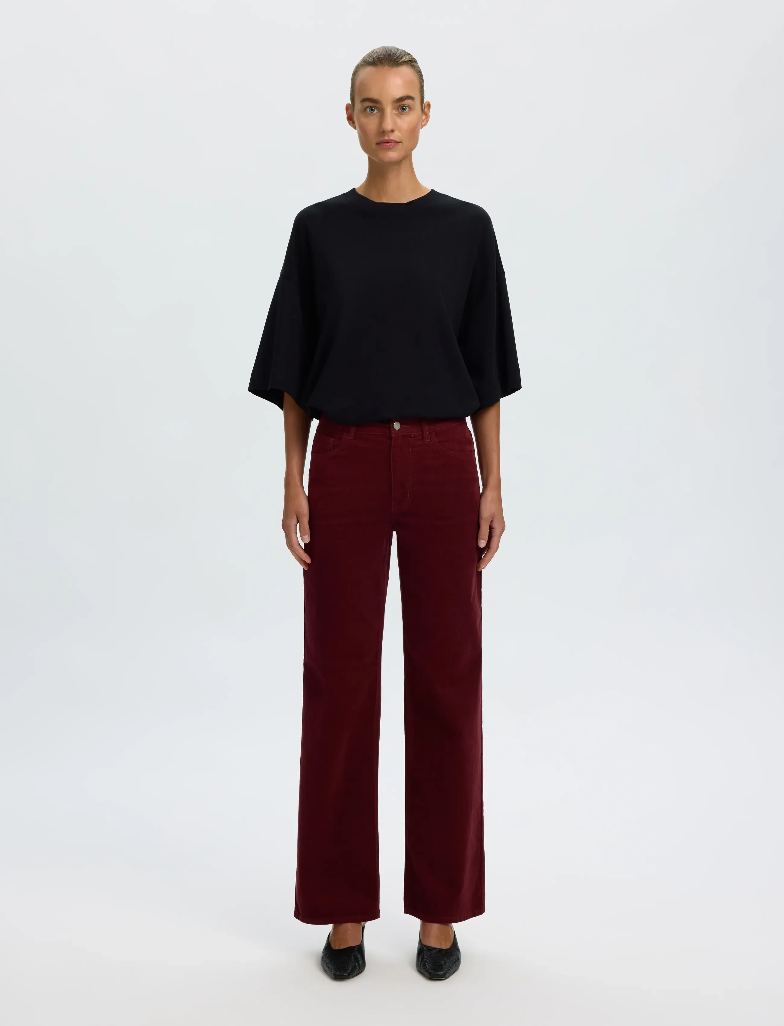 Selected - SLWWIDE RUNA HW CORDUROY PANT NOOS - vida jeans - tawny port - 3